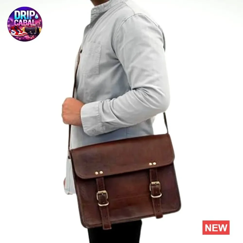 Genuine Leather Messenger Bag Vintage Satchel Crossbody Unisex